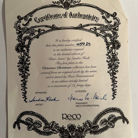 Sandra Kuck Plate "Dear Santa" Authentic No.459DS Collectable - Picture 9 of 10